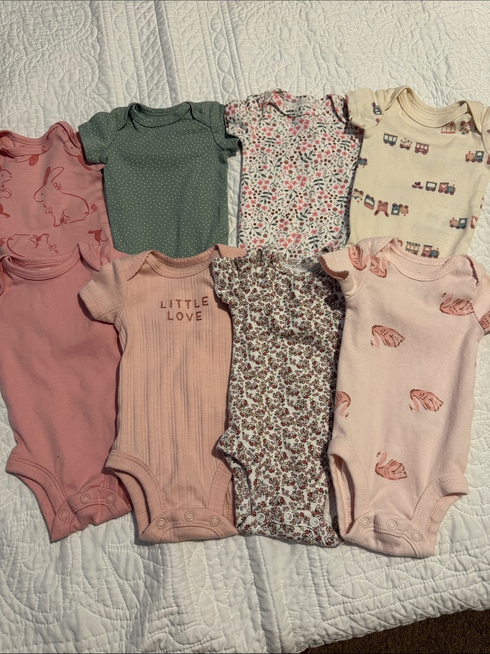 NWOT Carter’s Assorted Baby One-Piece Bodysuits - Pink, Green, Floral Mix
